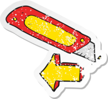 pegatina retro angustiada de un cuchillo de construcción de dibujos animados png