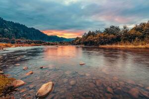 Sunrise in Mountanious River photo