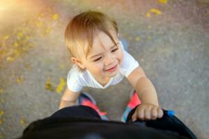 Happy boy with mommy photo