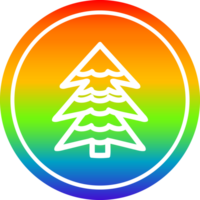arbre enneigé circulaire dans le spectre arc-en-ciel png