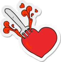 sticker of a cartoon fork in heart png