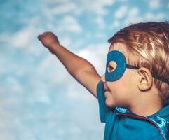 Little baby superhero portrait photo