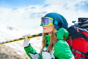 Healthy sportive skier woman photo