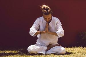 Namaste Greeting with hands photo