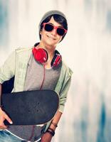 Teen skateboarder portrait photo