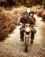 Riding on motorbike photo