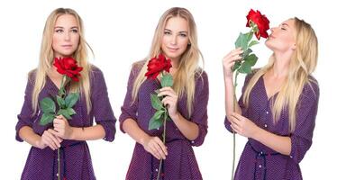 Beautiful woman with red rose photo