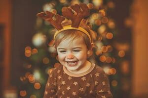 Happy baby celebrating Christmas photo