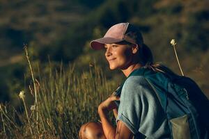 Happy Woman Enjoying Nature photo