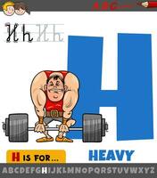 letter H from alphabet with heavy word and athlete vector