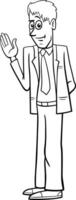 cartoon funny man character in suit coloring page vector