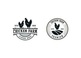 Minimalist and Simple Chicken Farm Logo. For business template illustration. Chicken mascot logo vector, Illustration of chicken. vector