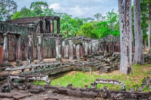 Angkor Thom Cambodia. Bayon khmer temple on Angkor Wat historical place photo