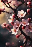 AI generated Martisor Realistic sakura branch  generated by ai photo
