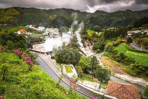 Hot spring waters in Furnas, Sao Miguel. Azores. Portugal photo