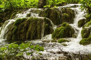 big waterfall view in the national Park of Plitvice in Croatia photo