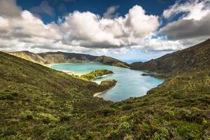 Lagoa do Fogo, a volcanic lake in Sao Miguel, Azores photo