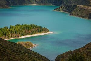 Lagoa do Fogo, a volcanic lake in Sao Miguel, Azores photo