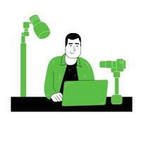 flat illustration of content creator worker at work vector