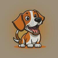 Adorable kawaii beagle puppy in a minimalist flat vector style.