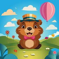 Happy cartoon groundhog day background vector