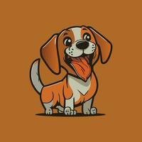 Adorable kawaii beagle puppy in a minimalist flat vector style.