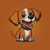 Adorable kawaii beagle puppy in a minimalist flat vector style.