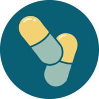 tattoo style icon of a pills png
