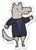 sticker of a cartoon wolf businessman png