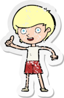 retro distressed sticker of a cartoon boy giving thumbs up symbol png