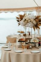 elegant wedding decorations made of natural flowers photo