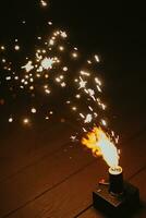 sparklers at the wedding,  on the background photo