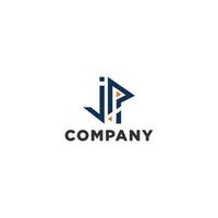 Initial Letter JP Logo - Simple Business Logo for Alphabet J and P vector
