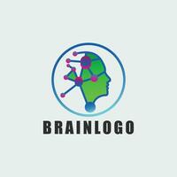 cerebro y hoja minimalis diseño vector logo