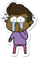 sticker of a cartoon crying man png