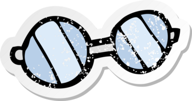 retro nödställda klistermärke av en tecknad glasögon png