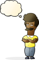 tecknad serie mustasch muskel man med trodde bubbla png