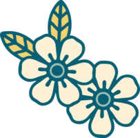 icône de style tatouage d'une fleur png