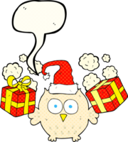 comico libro discorso bolla cartone animato Natale gufo png