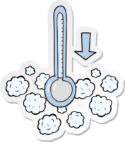 sticker of a cartoon dropping temperature png