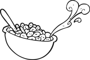 black and white cartoon bowl of cereal png