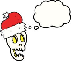 thought bubble cartoon christmas hat on skull png