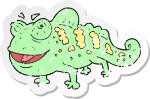 retro distressed sticker of a cartoon chameleon png