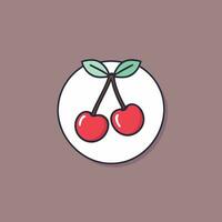 Cherry cartoon flat vector illustration