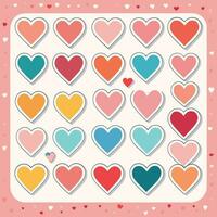 a collection of hearts on isolated background vector