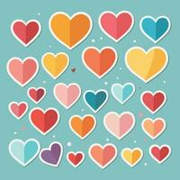 a collection of hearts on isolated background vector