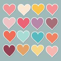 a collection of hearts on isolated background vector