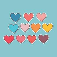 a collection of hearts on isolated background vector