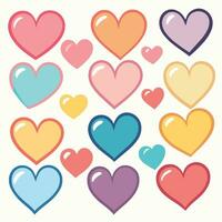 a collection of hearts on isolated background vector