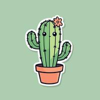 linda kawaii cactus dibujos animados ilustración vector